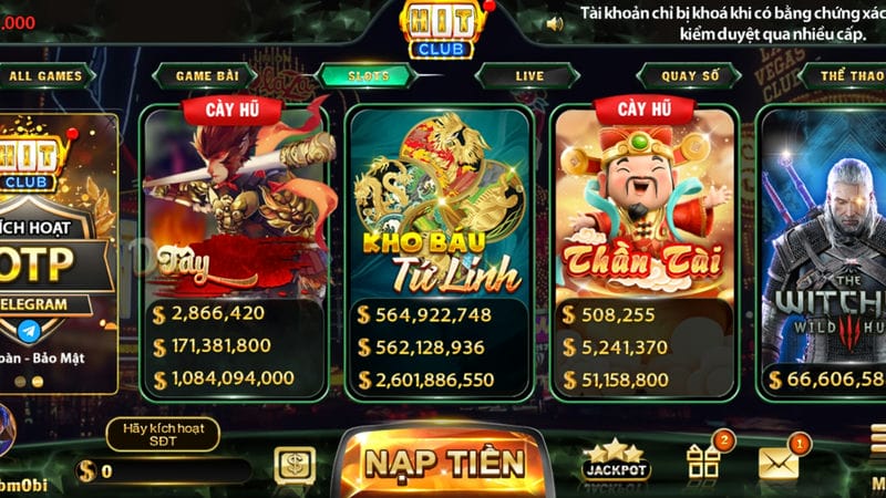 Slot game chính là một thế mạng của Hit Club